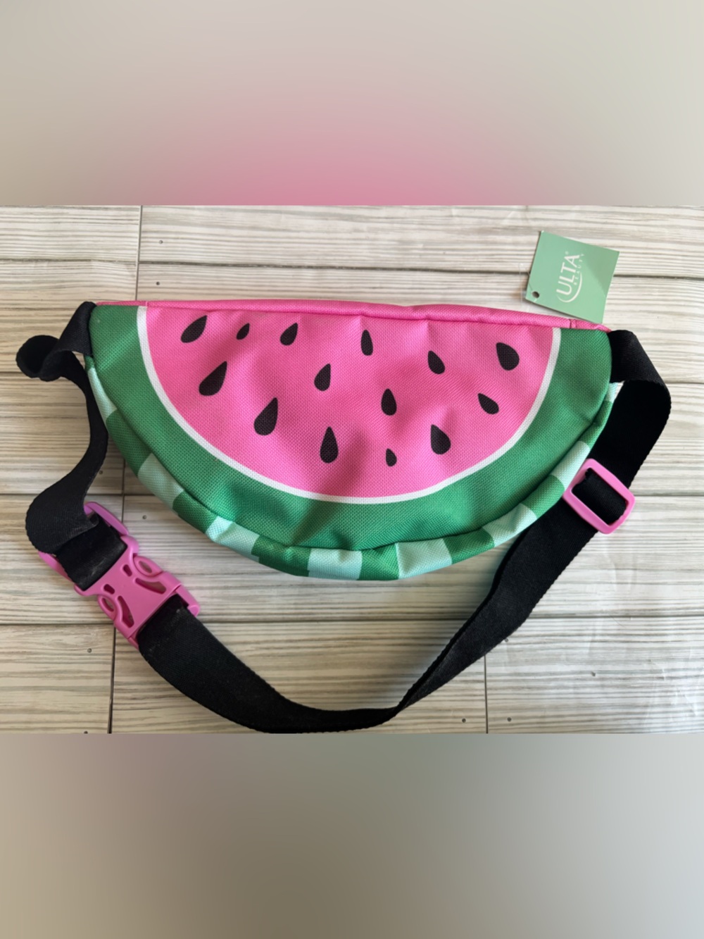Ulta Beauty Watermelon Print Pink & Green Waist Bag